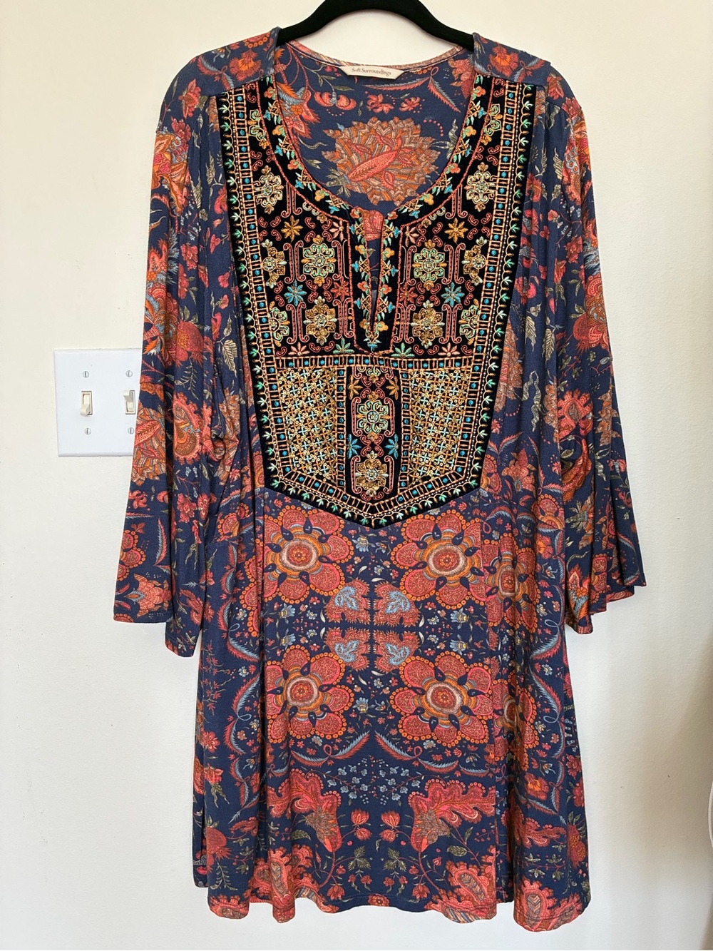 Soft Surroundings Floral Embroidered Boho Tunic